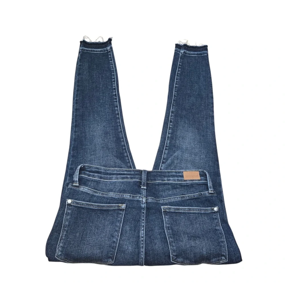 Judy Blue Skinny Fit Dark Wash Distressed Raw Hem Jeans JB88417 Size 13/31 - Picture 3 of 9